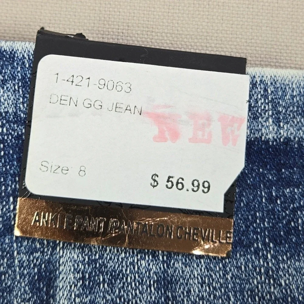 GG Jeans Ankle Pants Floral Embroidered Sequin Light Wash Blue Women Size 8 - Picture 12 of 15